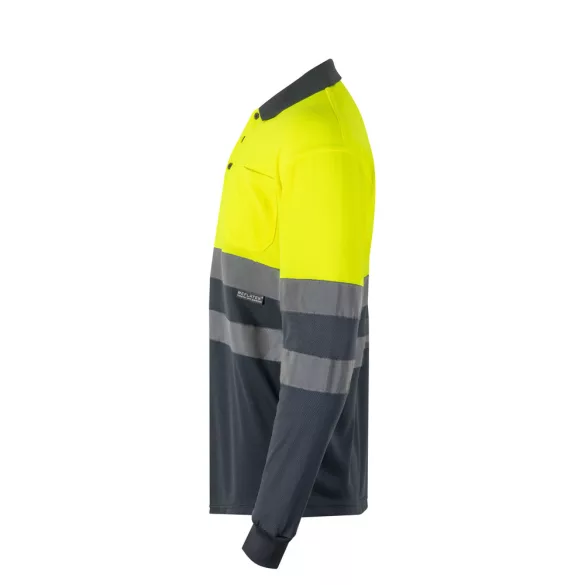 36069-207 - Tricou polo bicolor in forma de ochi de pasare (160g/m2) cu maneci lungi, din poliester (100%) - VULCAN LARGE - Velilla