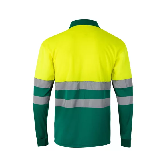 36069-209 - Tricou polo bicolor in forma de ochi de pasare (160g/m2) cu maneci lungi, din poliester (100%) - VULCAN LARGE - Velilla