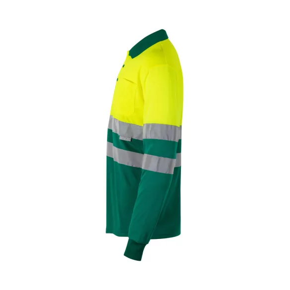 36069-209 - Tricou polo bicolor in forma de ochi de pasare (160g/m2) cu maneci lungi, din poliester (100%) - VULCAN LARGE - Velilla