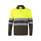 36069-219 - Tricou polo bicolor in forma de ochi de pasare (160g/m2) cu maneci lungi, din poliester (100%) - VULCAN LARGE - Velilla