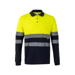   36139-204 - Tricou polo piqué bicolor (150g/m2) cu maneci lungi, din bumbac (55%) si poliester (45%) - PLUTO - Velilla