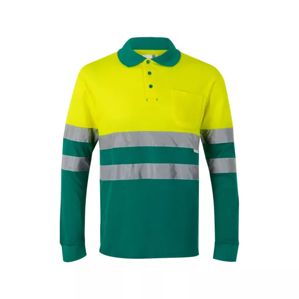 36139-209 - Tricou polo piqué bicolor (150g/m2) cu maneci lungi, din bumbac (55%) si poliester (45%) - PLUTO - Velilla