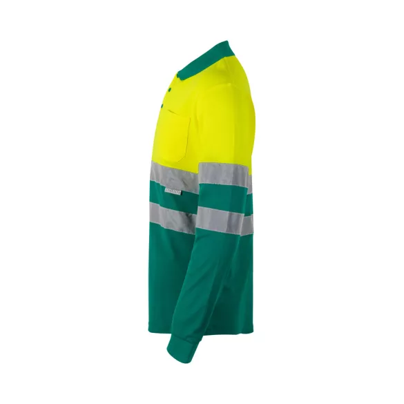 36139-209 - Tricou polo piqué bicolor (150g/m2) cu maneci lungi, din bumbac (55%) si poliester (45%) - PLUTO - Velilla