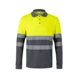 36140-207 - Tricou polo piqué in doua tonuri (150g/m2) cu maneci lungi, din bumbac (55%) si poliester (45%) - PLUTO LARGE - Velilla