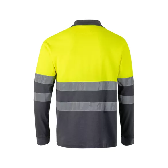 36140-207 - Tricou polo piqué in doua tonuri (150g/m2) cu maneci lungi, din bumbac (55%) si poliester (45%) - PLUTO LARGE - Velilla