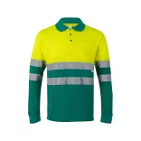 36140-209 - Tricou polo piqué in doua tonuri (150g/m2) cu maneci lungi, din bumbac (55%) si poliester (45%) - PLUTO LARGE - Velilla