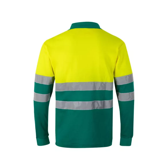 36140-209 - Tricou polo piqué in doua tonuri (150g/m2) cu maneci lungi, din bumbac (55%) si poliester (45%) - PLUTO LARGE - Velilla