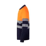 36140-214 - Tricou polo piqué in doua tonuri (150g/m2) cu maneci lungi, din bumbac (55%) si poliester (45%) - PLUTO LARGE - Velilla