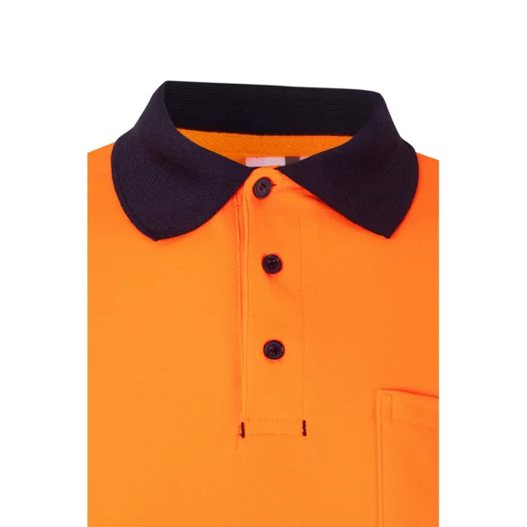 36140-214 - Tricou polo piqué in doua tonuri (150g/m2) cu maneci lungi, din bumbac (55%) si poliester (45%) - PLUTO LARGE - Velilla