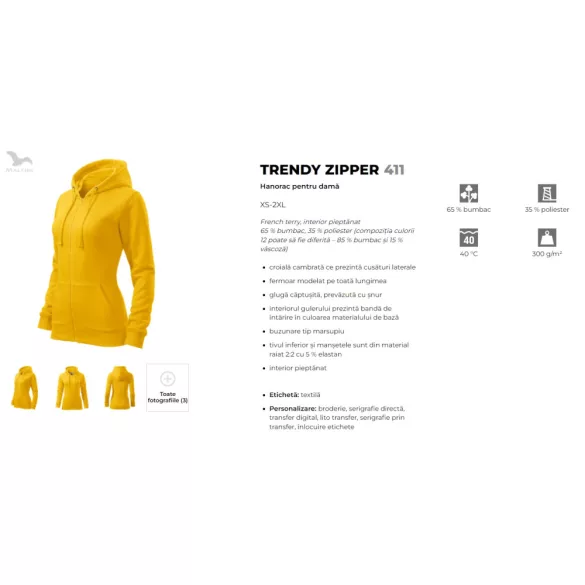 4110412-Hanorac-pentru-dama-Trendy-Zipper-Galben