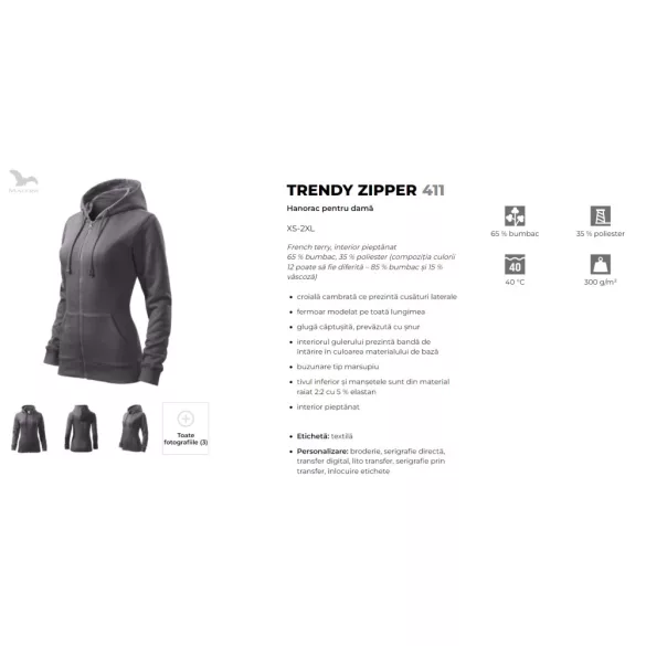 4113612-Hanorac-pentru-dama-Trendy-Zipper-Gri-Metalic