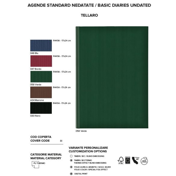 Agenda 2026 nedatata Tellaro 17 x 24 cm - [Verde]