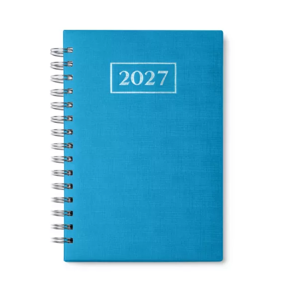 AG8068 - Agenda datata zilnic - A5 cu spira si coperti captusite din PU - Albastru deschis