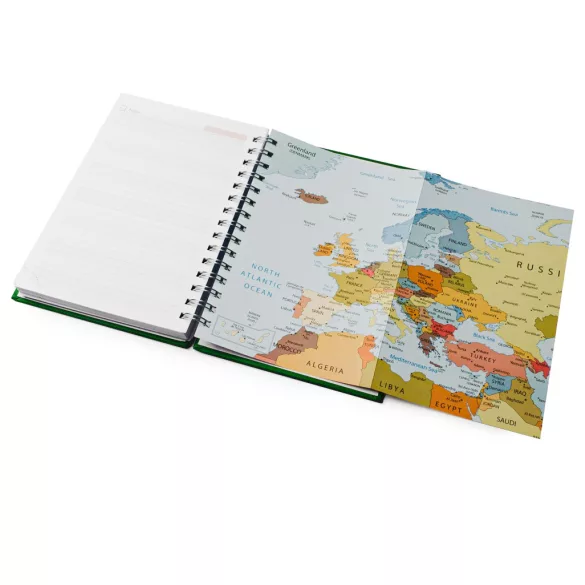 AG8068 - Agenda datata zilnic - A5 cu spira si coperti captusite din PU - Albastru deschis