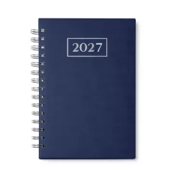   AG8068 - Agenda datata zilnic - A5 cu spira si coperti captusite din PU - BLEUMARIN