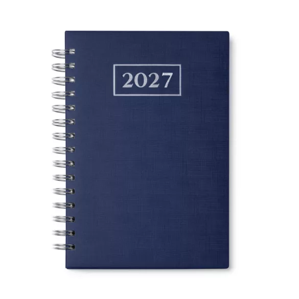 AG8068 - Agenda datata zilnic - A5 cu spira si coperti captusite din PU - BLEUMARIN