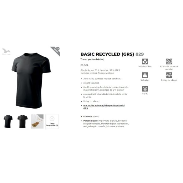 8290112 - Tricou pentru barbati - Basic Recycled (GRS) - [Negru] - MALFINI