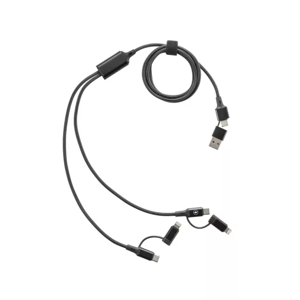 97146-103 - Cablu USB 6-in-1 super-rapid, fabricat din aluminiu reciclat (20%) si PET reciclat (4%) - BERTOZZI