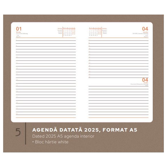 Agenda ABBEY datata zilnic - comanda minim 100 buc. - A5 -  [negru]