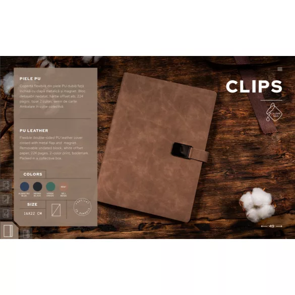 Agenda CLIPS nedatata - 16x22 cm [albastru]