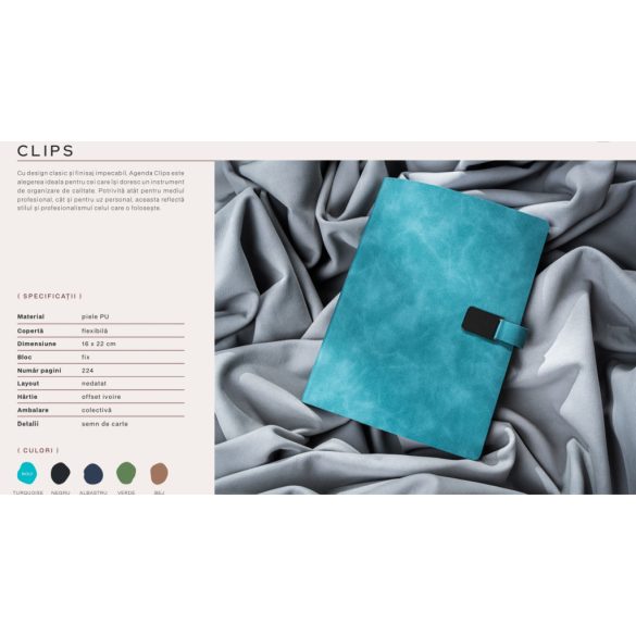 Agenda CLIPS nedatata - 16x22 cm [turcoaz]