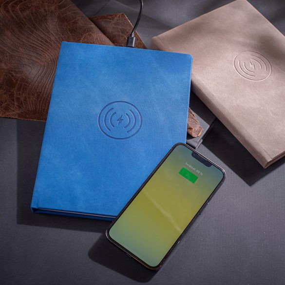 Agenda TECH cu incarcator wireless nedatata - 16x22 cm [albastru]