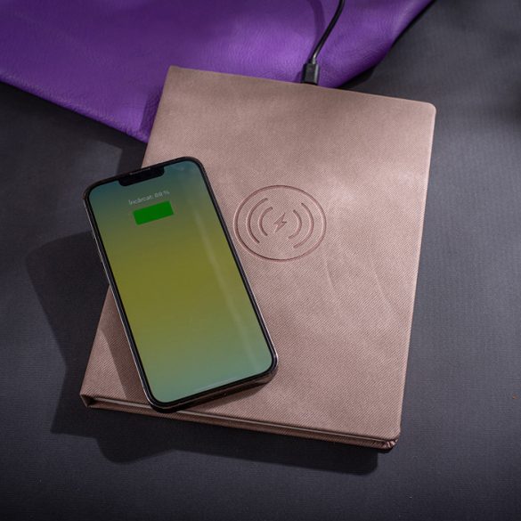 Agenda TECH cu incarcator wireless nedatata - 16x22 cm [bej]