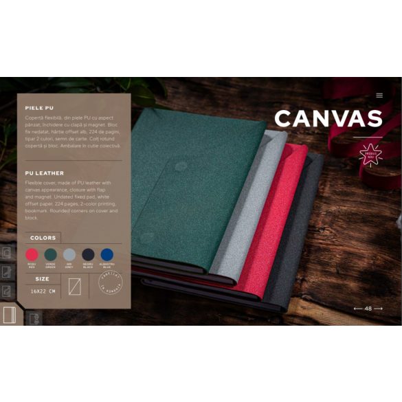 Agenda Canvas nedatata - 16x22 cm - [gri]