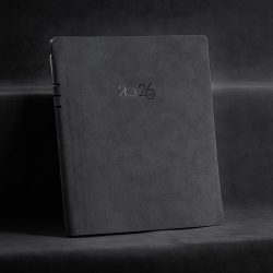   Agenda datata saptamanal NUBUK 2026 - 21 x 26 cm [gri inchis]