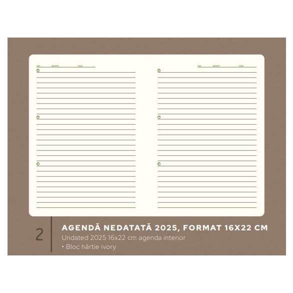 Agenda nedatata NUBUK 2026 - 16 x 22 cm [turcoaz]