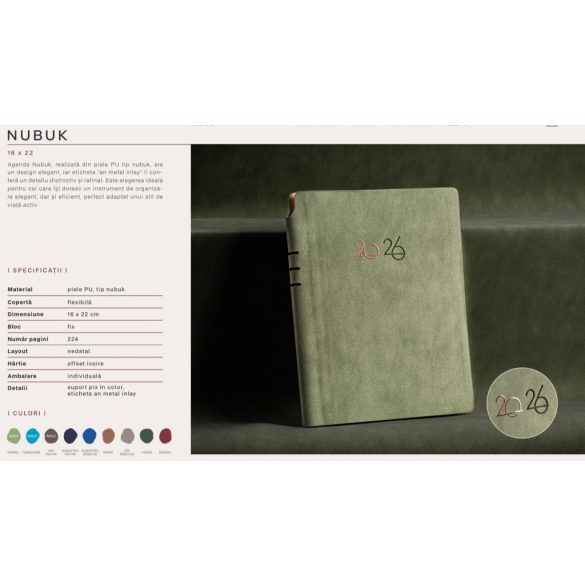 Agenda nedatata NUBUK 2026 - 16 x 22 cm [vernil]
