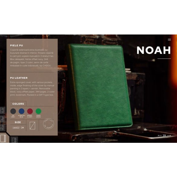Agenda Noah datata zilnic - 16 x 22 cm - [verde]