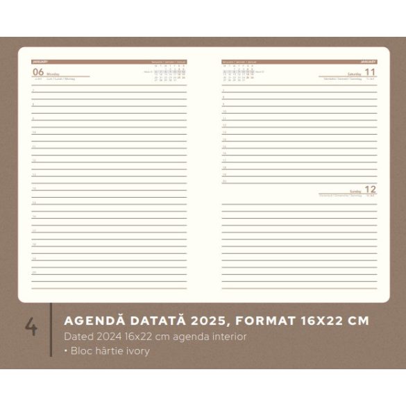 Agenda Noah datata zilnic - 16 x 22 cm - [gri]