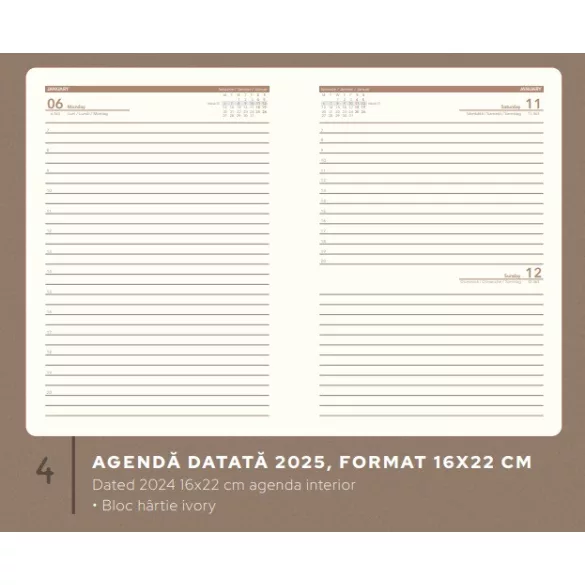 Agenda Noah datata zilnic - 16 x 22 cm - [albastru]