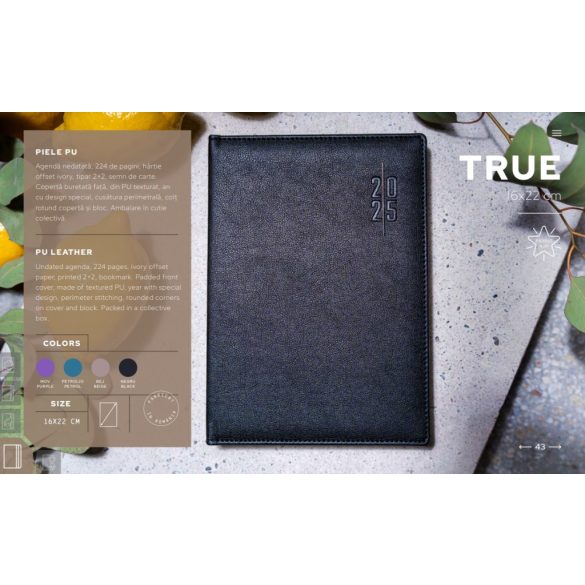 Agenda-True-nedatata-16x22cm-negru