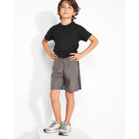 BE0553 - Bermuda multisport pentru copii confectionata din doua tipuri de material si slip interior - CELTIC - [Negru melanj]