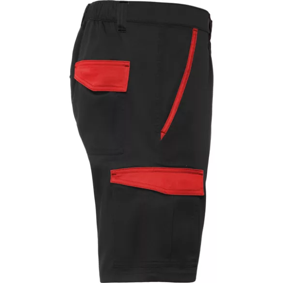 BE8409 - Pantaloni scurti in combinatie de culori - TAHOE - [Negru/Rosu]
