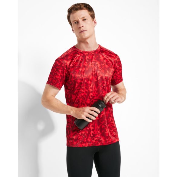 CA0201 - Tricou tehnic cu maneca scurta imprimat pe toata suprafata - ASSEN - [Rosu pixel]