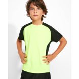 CA6399 - Tricou tehnic pentru copii cu maneca scurta - BUGATTI - [Verde fluorescent/Bleumarin]