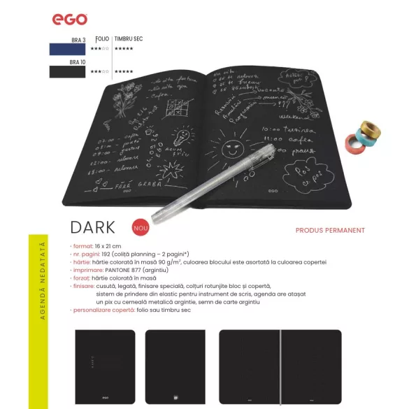 Agenda nedatata DARK - 16x21 cm [negru]
