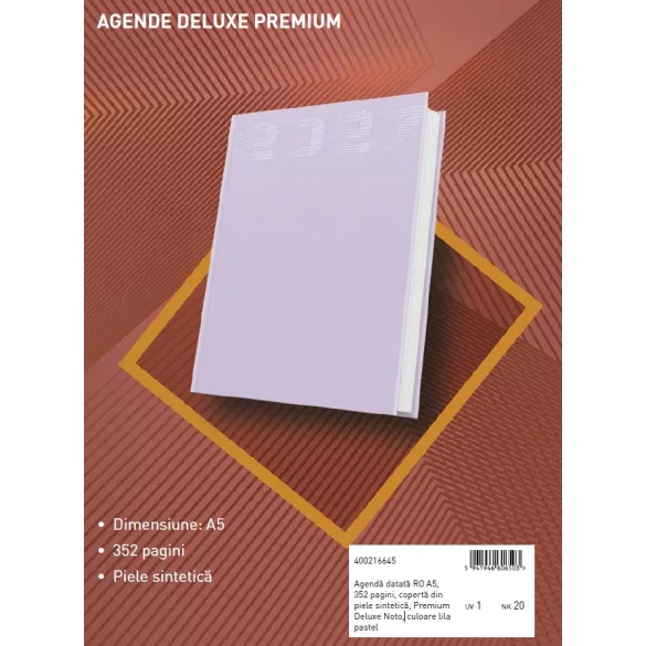 Agenda 2027 datata zilnic Deluxe Noto 15 x 21 cm - [Lila Pastel]
