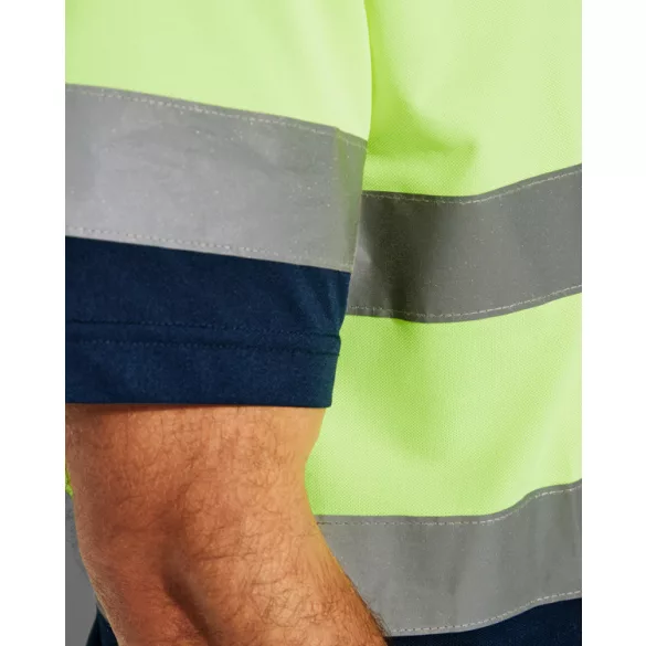 HV9302 - Tricou polo tehnic - POLARIS - [Bleumarin/Portocaliu fluorescent]