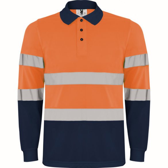 HV9306 - Tricou polo tehnic - POLARIS L/S - [Bleumarin/Portocaliu fluorescent]