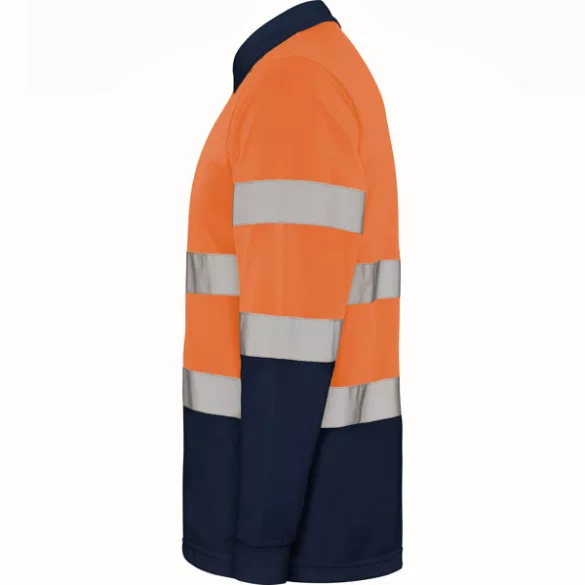 HV9306 - Tricou polo tehnic - POLARIS L/S - [Bleumarin/Portocaliu fluorescent]