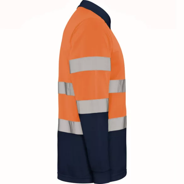 HV9306 - Tricou polo tehnic - POLARIS L/S - [Bleumarin/Portocaliu fluorescent]