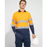 HV9306 - Tricou polo tehnic - POLARIS L/S - [Bleumarin/Portocaliu fluorescent]