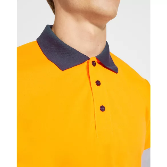 HV9306 - Tricou polo tehnic - POLARIS L/S - [Bleumarin/Portocaliu fluorescent]