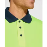 HV9316 - Tricou polo tehnic de vizibilitate ridicata - VEGA LS - [Bleumarin/Galben fluorescent]