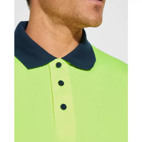 HV9316 - Tricou polo tehnic de vizibilitate ridicata - VEGA LS - [Bleumarin/Galben fluorescent]