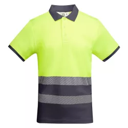   HV9318 - Tricou tehnic polo cu maneci scurte - ATRIO - [Plumb/Galben fluorescent]